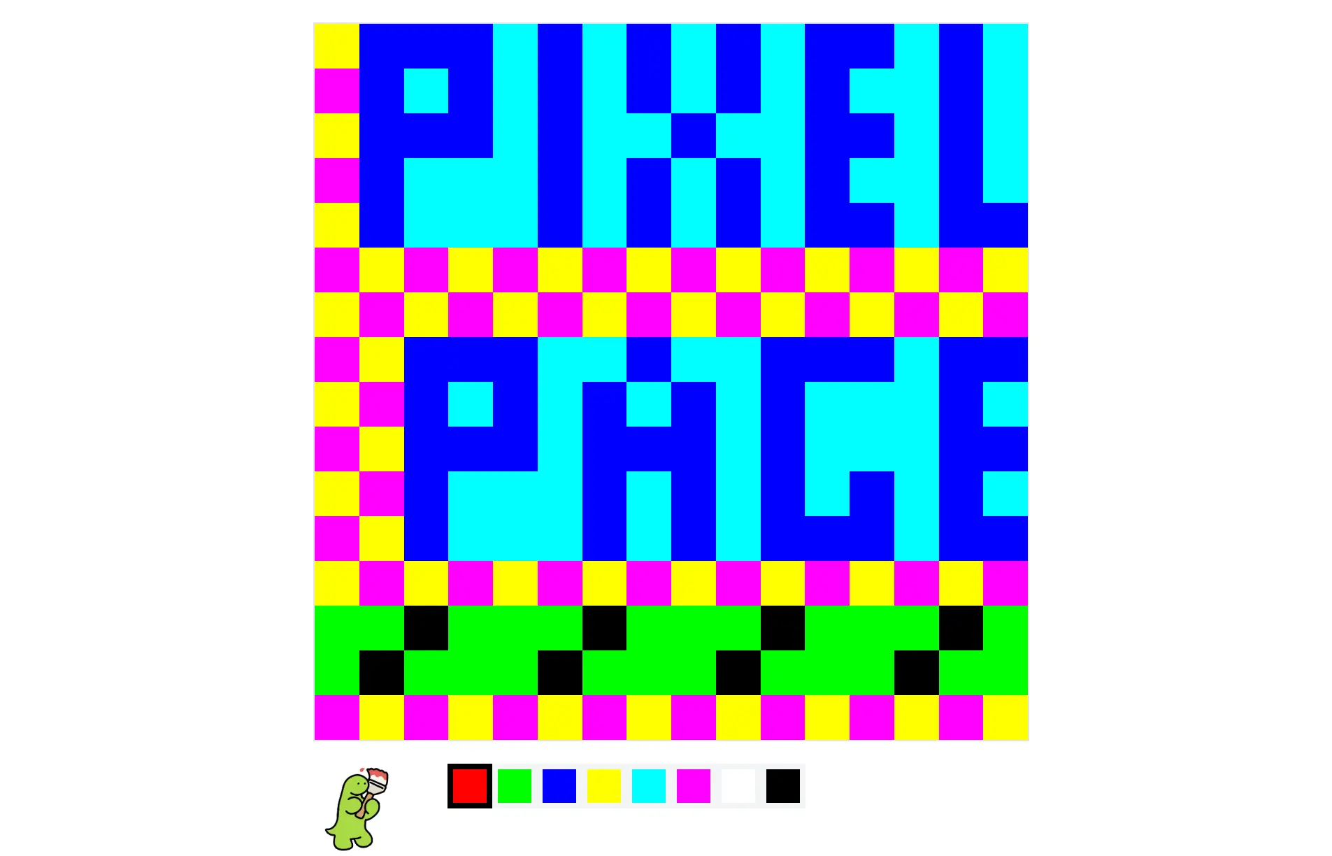 PixelPage, a Deno app where users can paint colorful pixel art.