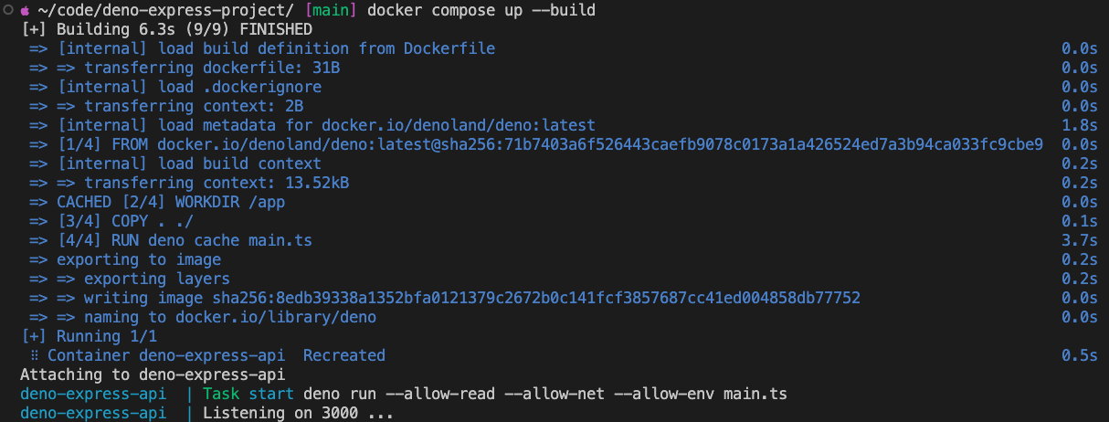 Docker Compose, "docker compose up --build output"