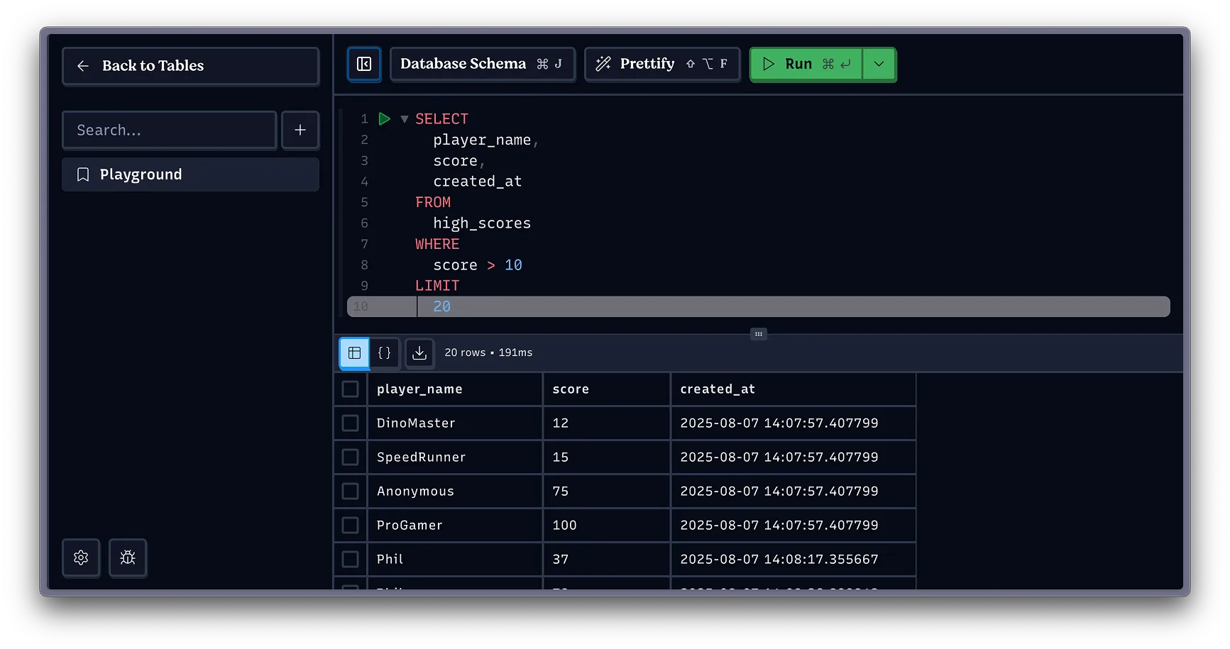 Database explorer