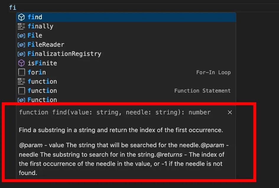 Seeing param info in the hover on VSCode