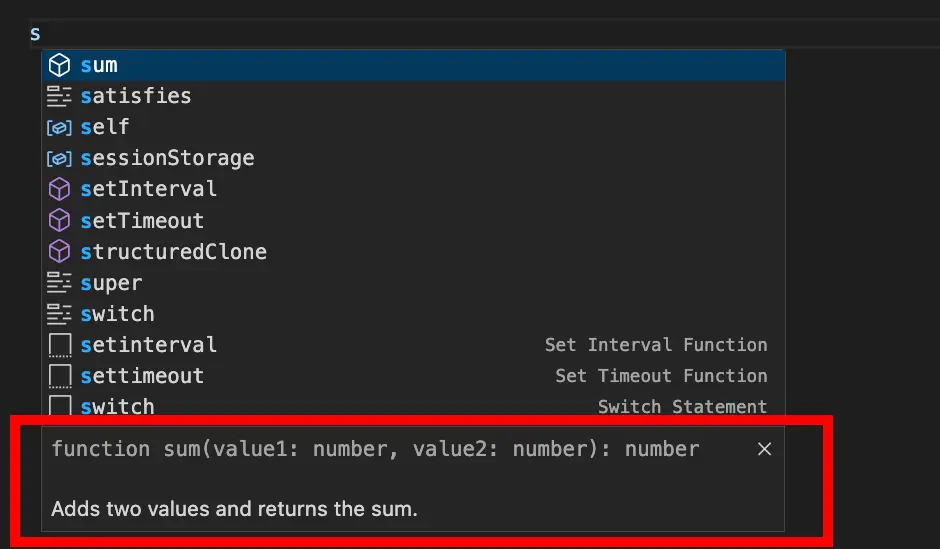 Getting type information for parameters and return value in VSCode on hover