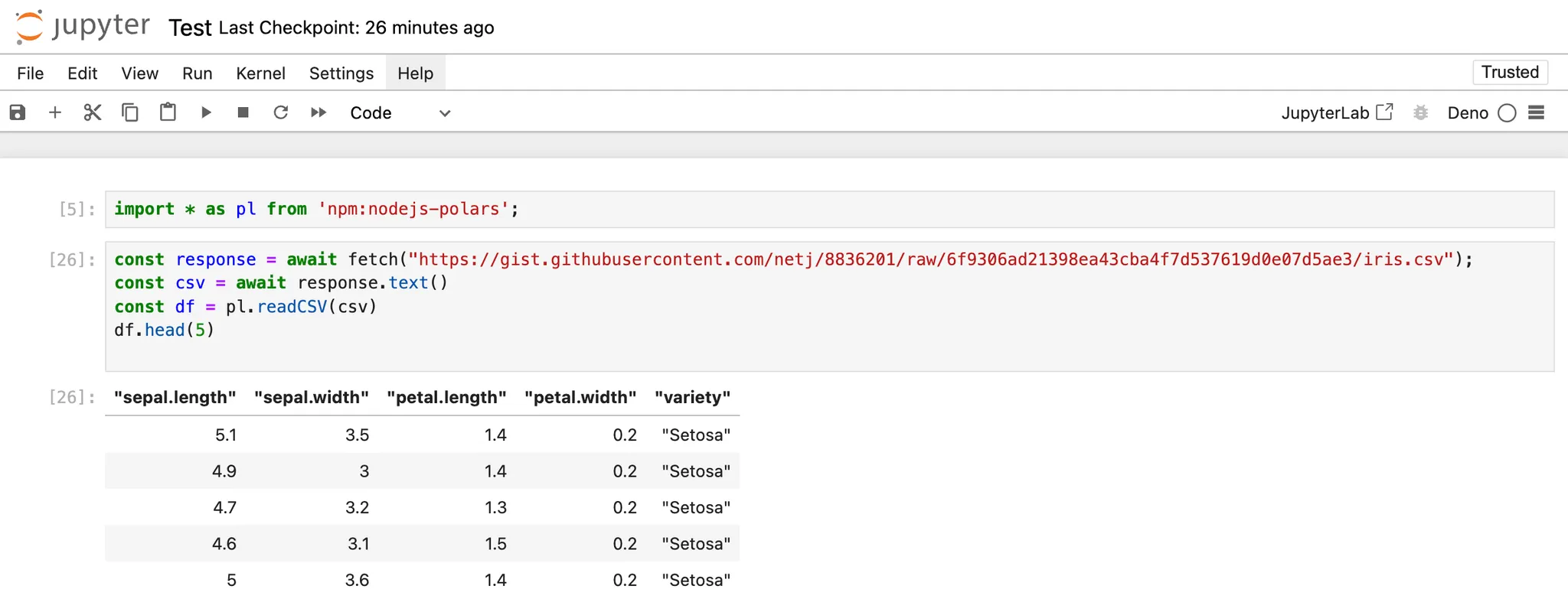 Jupyter notebooks with Deno