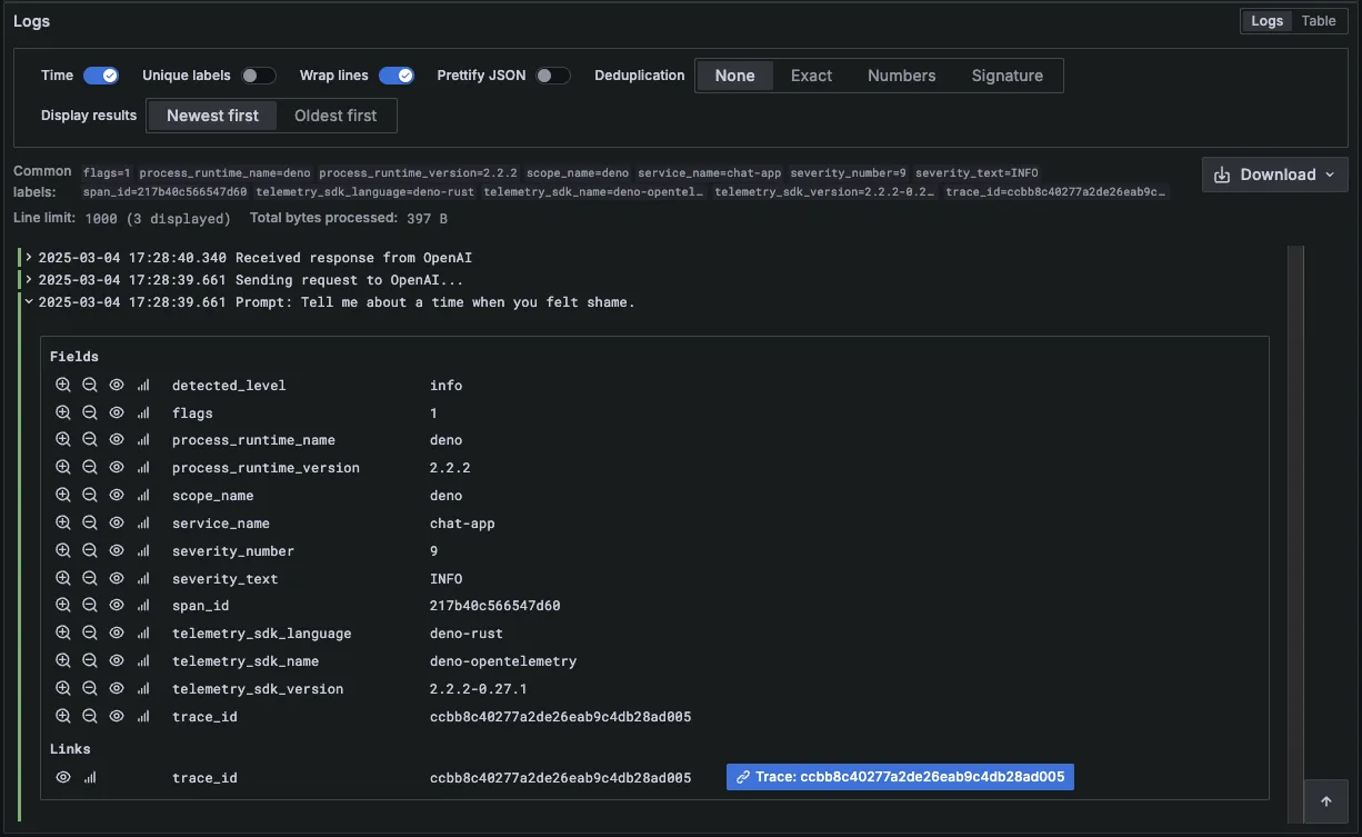 Seeing Deno traces in Tempo and Grafana