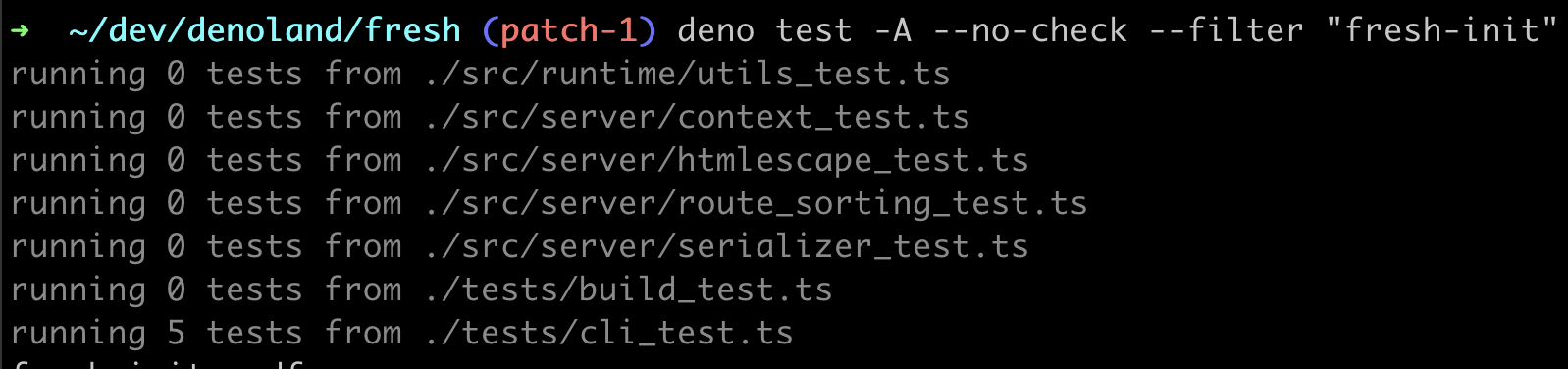 `deno test --filter` before Deno v1.37