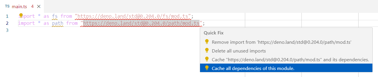 Cache-all-dependencies quick fix demonstration