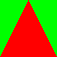 A simple red triangle on a green background
