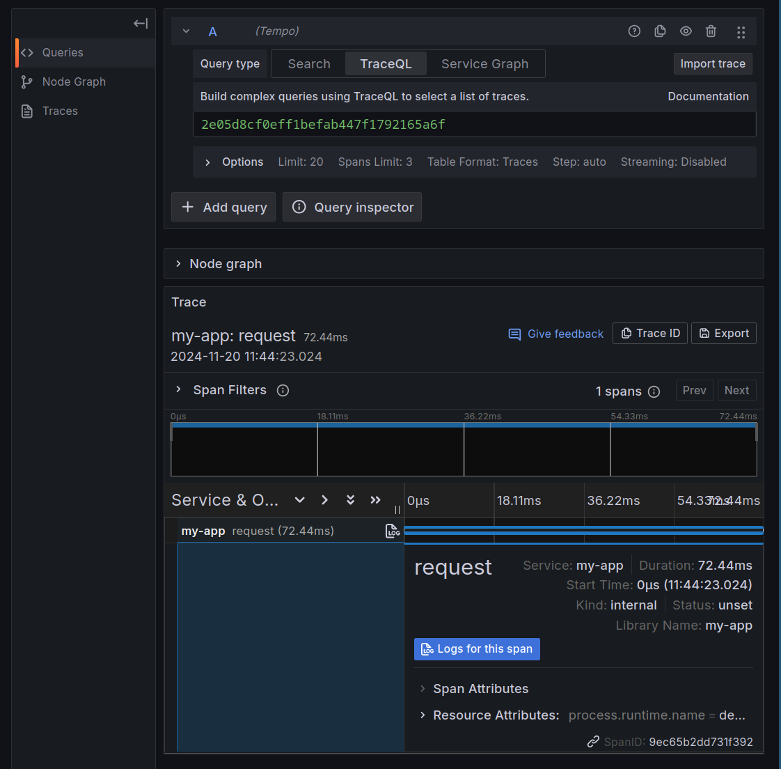 Demo of OTEL traces