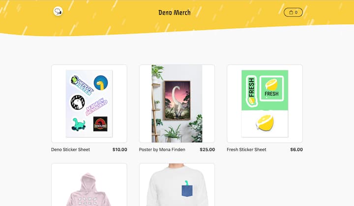 Screenshot of Shop showcase app